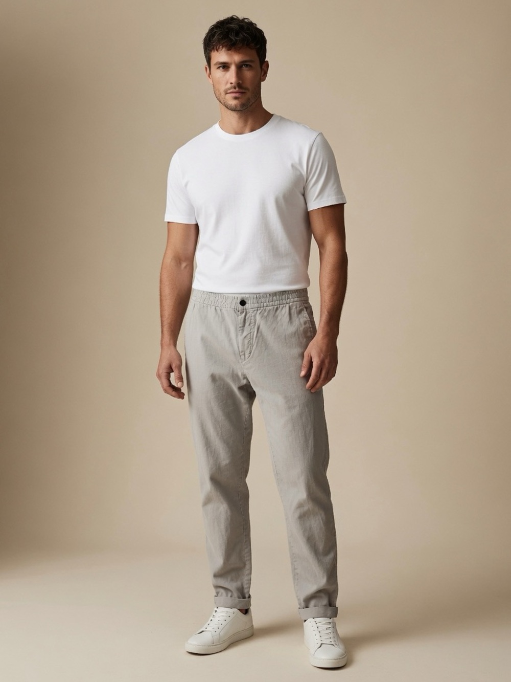 H&M Men's Light Grey Linen Pants